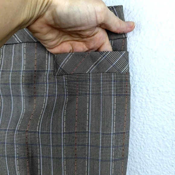 Worthington Petite Stretch Tan Tartan Plaid Trousers  Size 8P - Picture 5 of 9